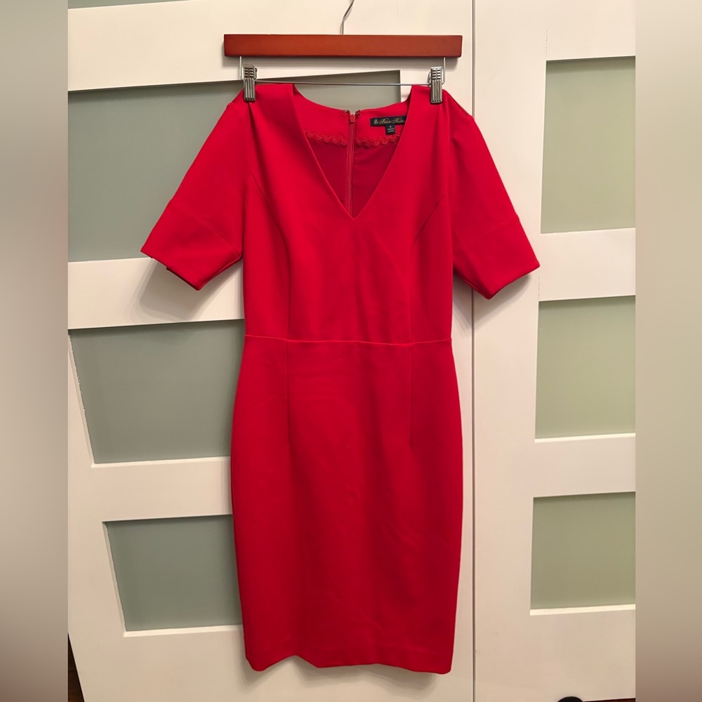 Brooks Brothers Red Ponte Knit Elbow-Sleeve Sheath Dress Size 4